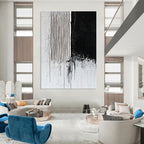 Black and White Drip Abstract Painting for Industrial - Styled Lofts GAB1025