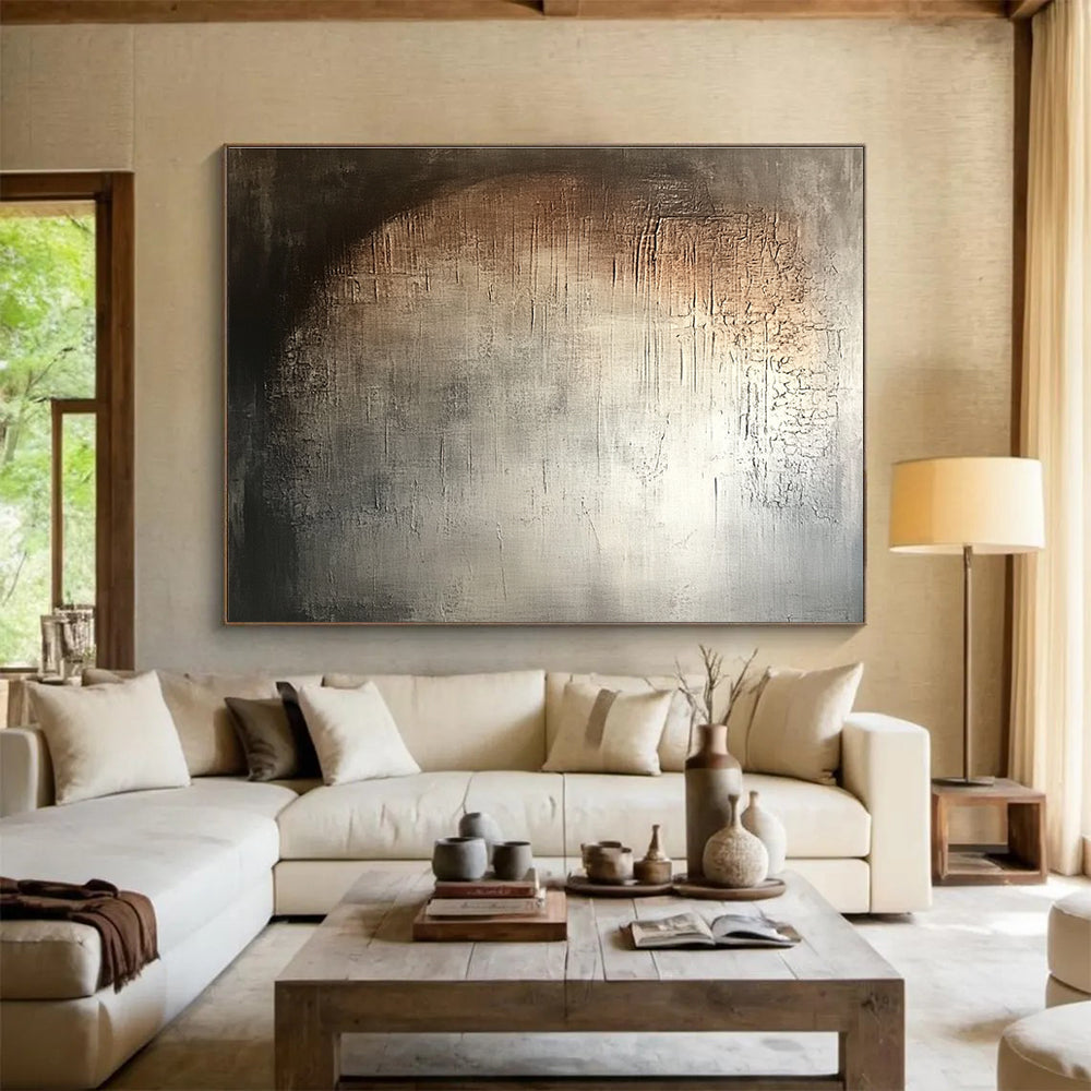 Moody Textured Neutral Understated Drama Abstract Painting ABS125