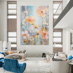 Delicate Floral Abstract Painting for Serene Bedrooms HENG431
