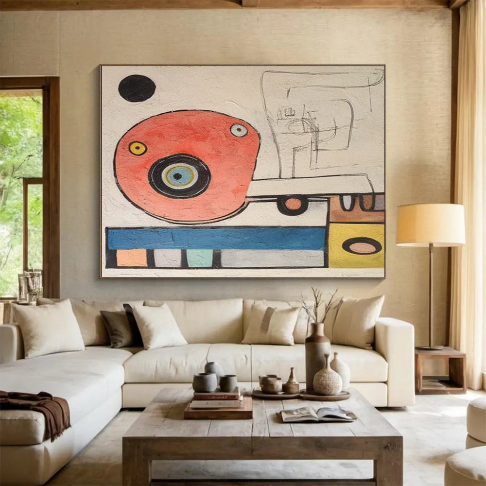 Whimsical Abstract Forms Painting with Retro Vibes YHT004