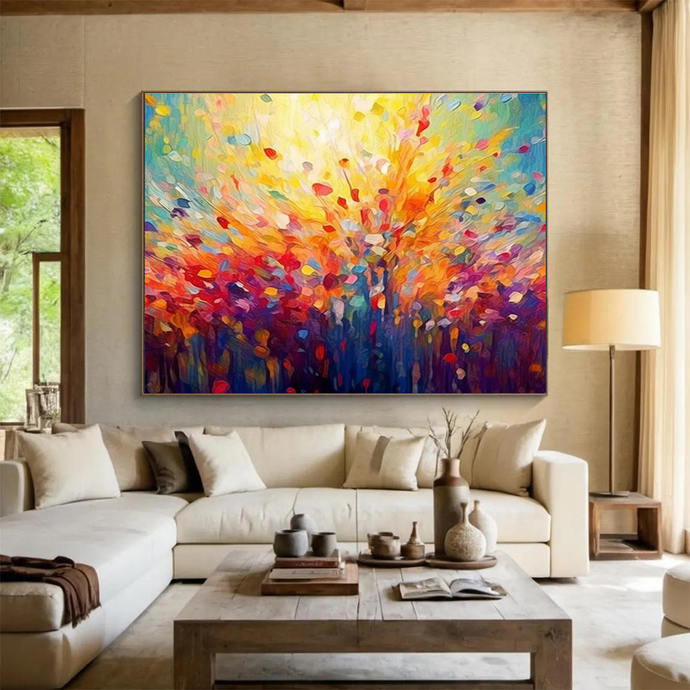 Colorful Tree Abstract Painting for Vibrant Living Rooms YHT290