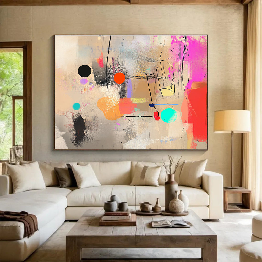 Vibrant Dots - Lines Abstract Expressionist Painting ABS203
