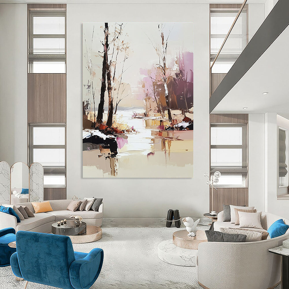 Winter River Landscape Abstract Painting for Nature - Loving Interiors GAB1441
