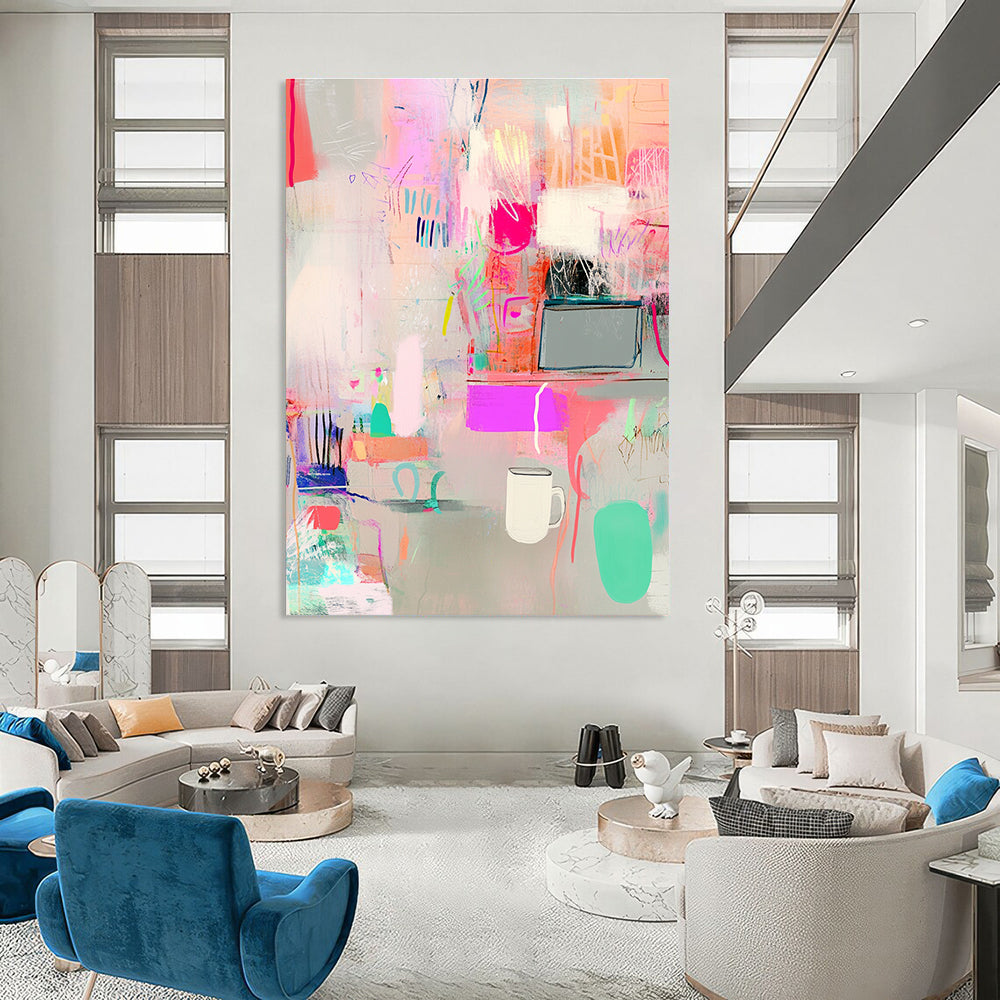 Colorful Abstract Interior Painting of Vibrant Daily Life GAB0160