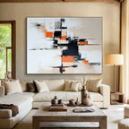 Beige Black Orange Abstract Painting with Modern Simplicity WINK457