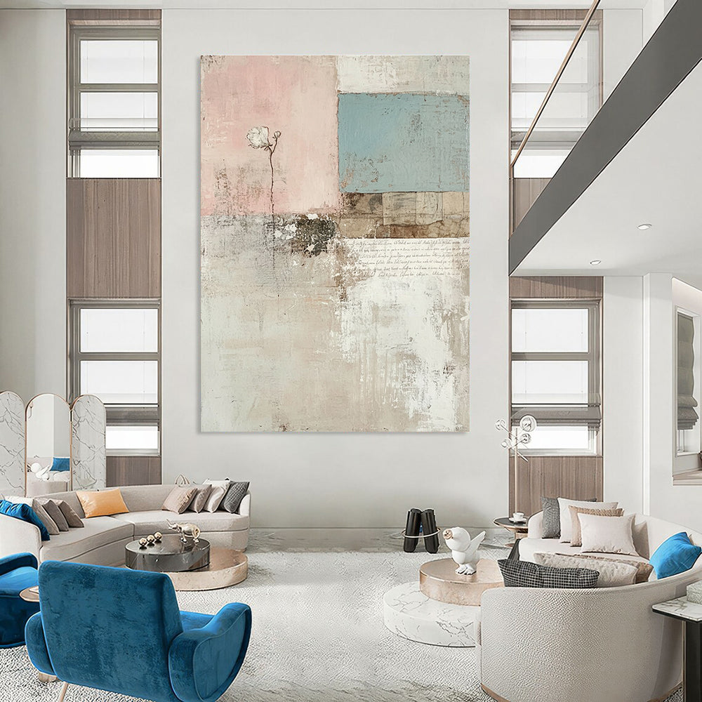 Collage - Style Flower Abstract Painting for Eclectic Home Offices GAB1306