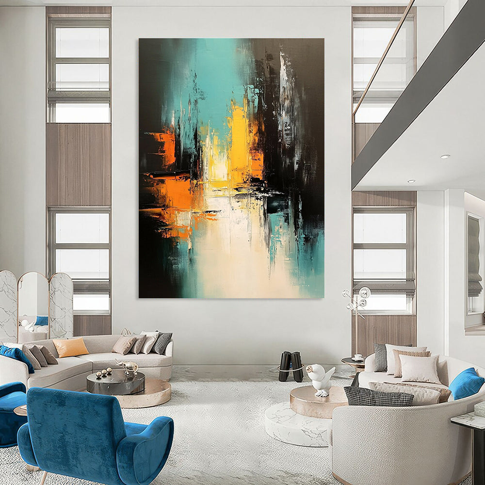 Urban Night Abstract Painting for Modern City - Lover’s Penthouses GAB0945