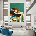 Cozy Family and Cats Painting with Heartwarming Charm GAB0106