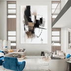 Monochrome Geometric Abstract Painting for Corporate Reception Areas GAB1236