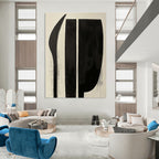 Black and White Shapes Minimalist Graphic Abstract Painting GAB0298