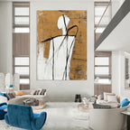 Minimalist Figure Abstract - Introspective Line Art Abstract Painting GAB0486