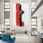 Red - Black Minimalist Abstract Painting for Modern Entryways HENG390