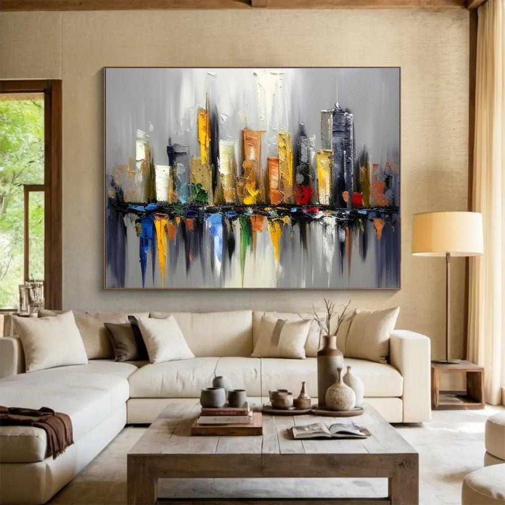 Colorful Cityscape Abstract Painting for Urban Lofts YHT066