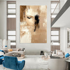 Fragmented Face in Neutrals - Introspective Abstract Figurative Art GAB0447