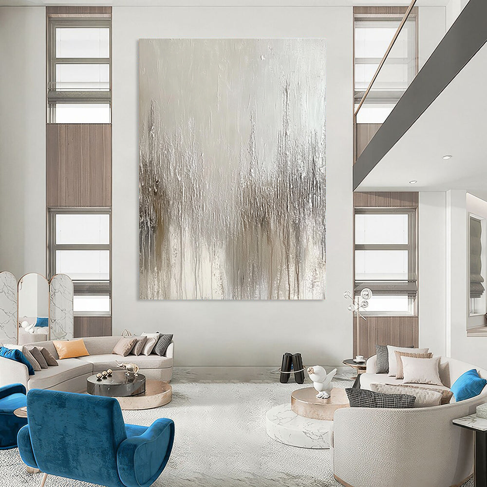 Textured Monochrome Abstract Painting for Minimalist Living Rooms GAB1260