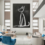 Chalk Cat Drawing Playful Street - Art - Inspired Abstract Painting GAB0342