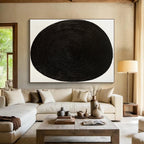 Black Concentric Circles Abstract Painting with Meditative Rhythm WINK021