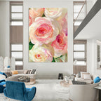 Pink and White Rose Blooms Abstract Painting with Lush Textures GAB0068