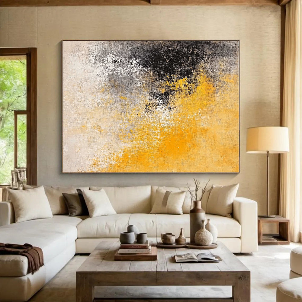 Yellow - Gray Abstract Blend Painting with Subtle Warmth WINK431