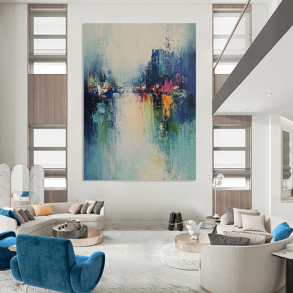 River Cityscape Abstract Painting for Modern - Styled Lofts GAB1044
