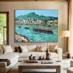 Coastal Boats Abstract Painting for Seaside Resort Lobbies YHT467