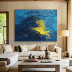 Blue - Yellow Abstract Spark Painting with Energetic Glow WINK395