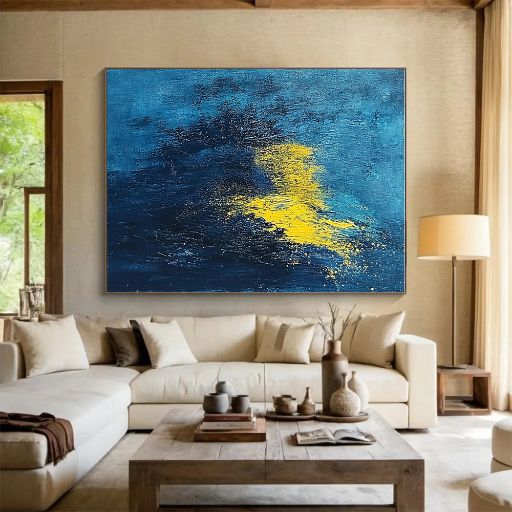 Blue - Yellow Abstract Spark Painting with Energetic Glow WINK395