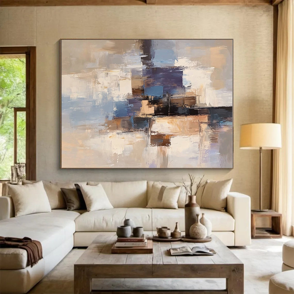 Blue Brown Abstract Painting with Urban Sophistication WINK772