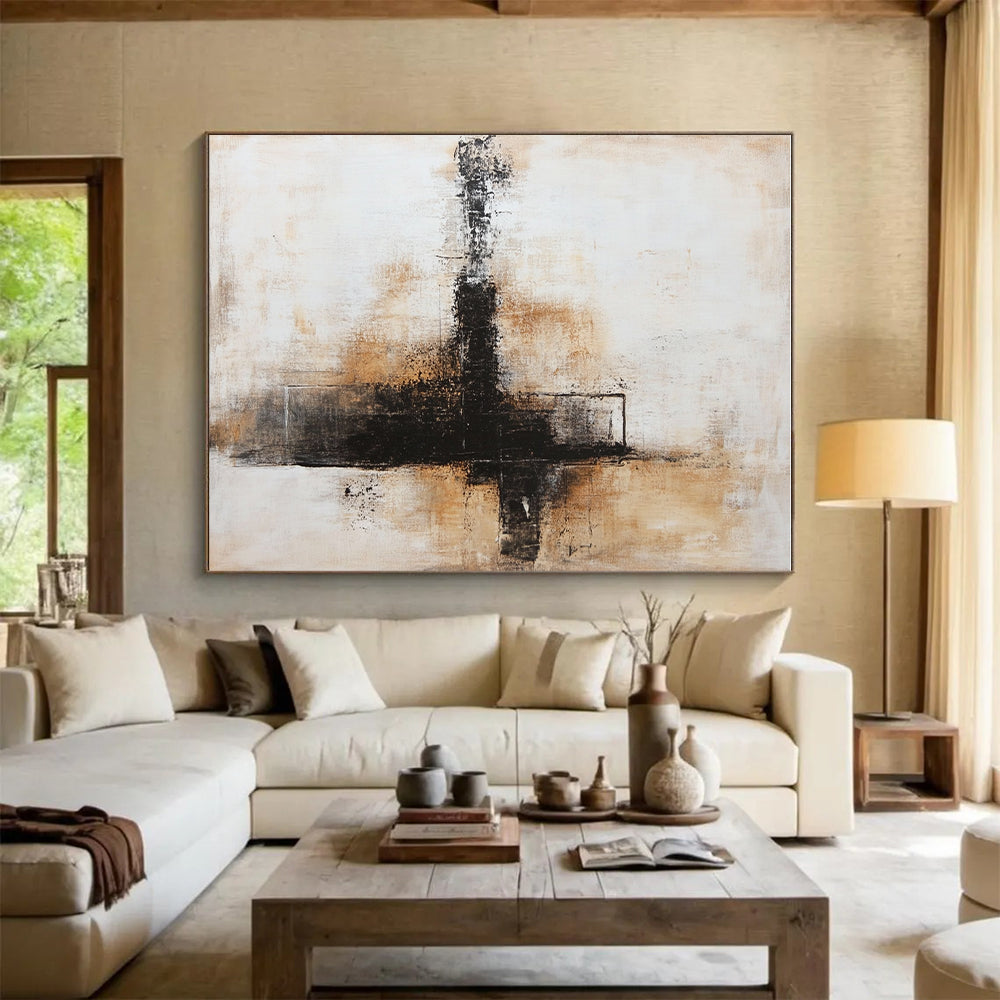 Cross - Shaped Abstract Painting with Understated Drama WINK339