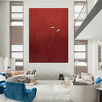 Two Cranes in Red Sky Abstract Painting for Dramatic Foyers HENG482