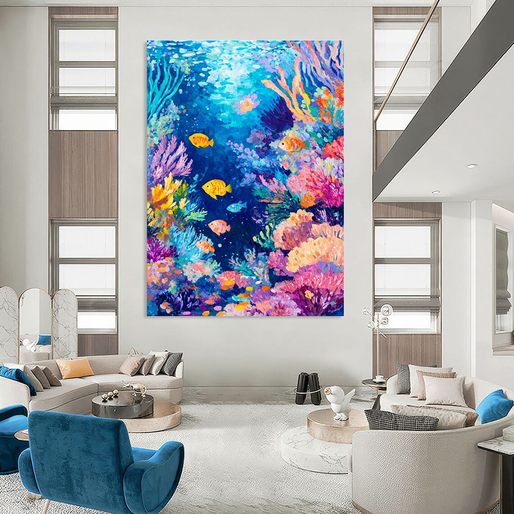 Colorful Underwater World Abstract Painting for Coastal Resort Spas HENG527