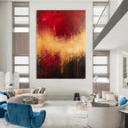Red and Gold Abstract Painting for Dramatic - Themed Theaters GAB0919