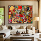 Colorful Abstract Collage Painting for Creative Studio Spaces YHT240
