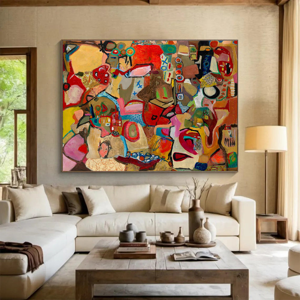 Colorful Abstract Collage Painting for Creative Studio Spaces YHT240