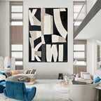 Monochrome Geometric Abstract Painting for Industrial Lofts GAB0773