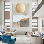 Gold Sun and Mountain Abstract - Modern Landscape Art GAB0558