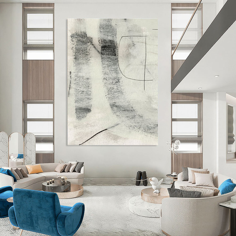 Monochromatic Textured Abstract Painting for Modern Art Galleries HENG213
