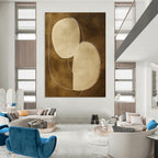 Brown and White Geometric Abstract Painting for Minimalist Offices GAB0971