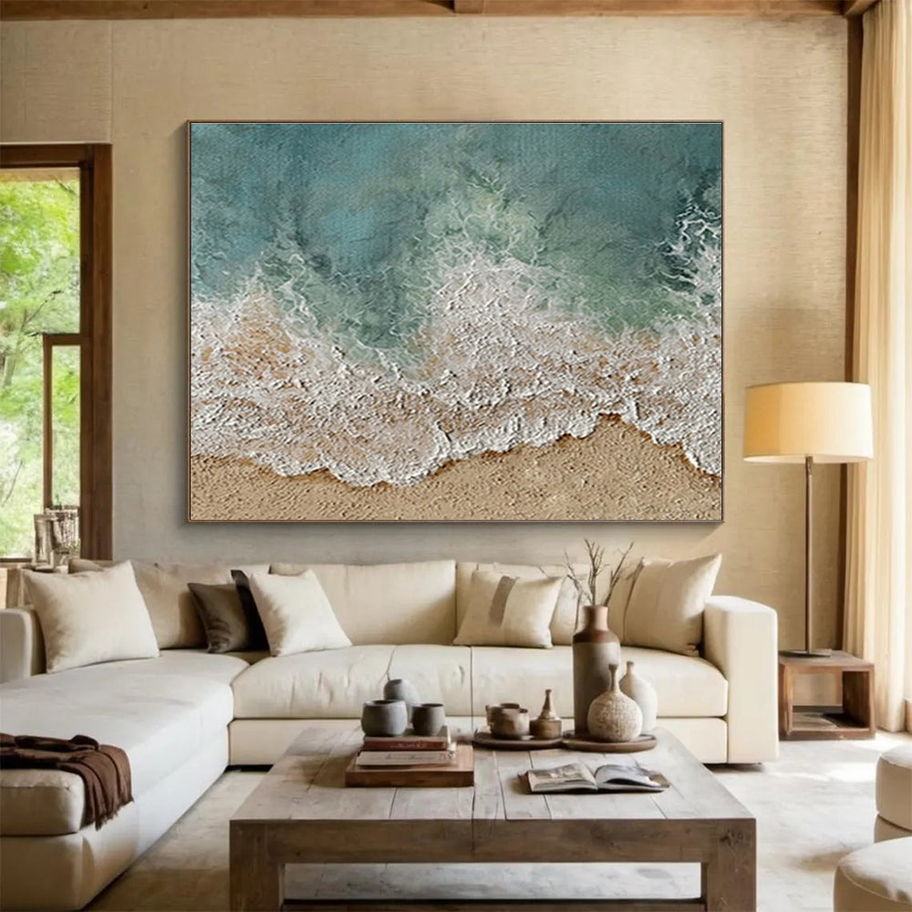 Aerial Beach Wave Abstract Painting for Luxury Resort Spas YHT254