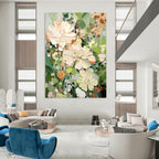 Textured Floral Abstract Painting for Serene Bedrooms HENG422