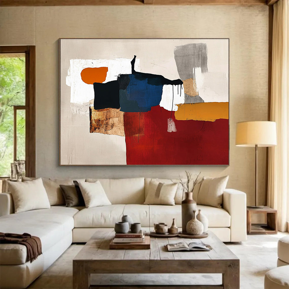 Color Block Collage Abstract Painting with Eclectic, Artistic Fusion ABS487