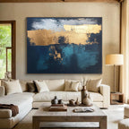 Dark Blue - Gold Abstract Painting with Mysterious Elegance WINK372
