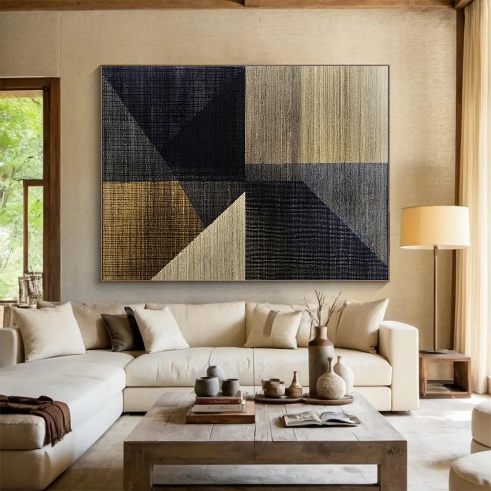 Geometric Textured Tapestry Abstract Painting with Artisanal Charm WINK216