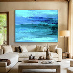 Energetic Blue Ocean Waves Abstract Painting ABS196
