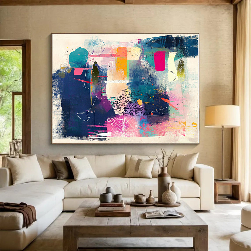 Colorful Abstract Composition Painting with Eclectic Vibrancy WINK079