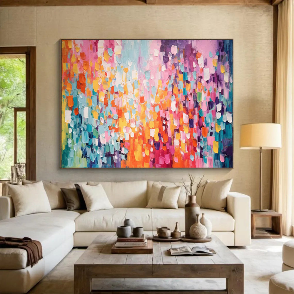 Colorful Impasto Abstract Painting for Vibrant Cafes YHT158