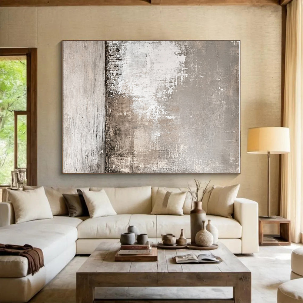 Light Gray Abstract Painting with Muted Complexity WINK121