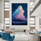 Twilight Clouds Abstract Painting for Romantic Restaurant Dining Areas HENG009