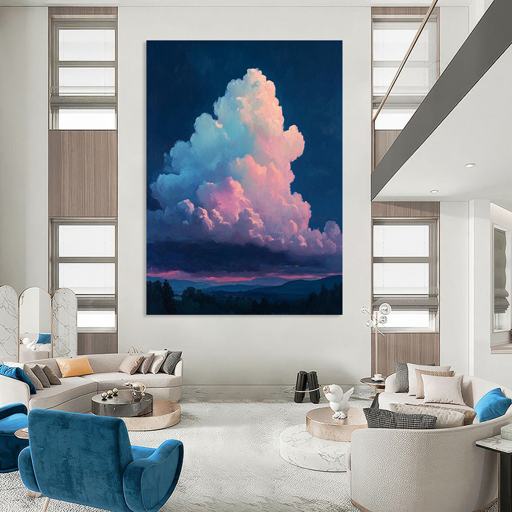 Twilight Clouds Abstract Painting for Romantic Restaurant Dining Areas HENG009