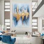 Cityscape with Gold Reflections - Urban Luxe Abstract Painting GAB0462